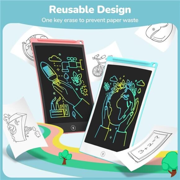 2 Pack LCD Writing Tablet, 8.5 Inch Colorful Doodle Board Drawing Tablet for Kid - Picture 4 of 7